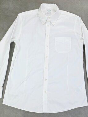 Brooks Brothers Milano Fit Non Iron Stretch Mens Size 15.5-33 White Button Down